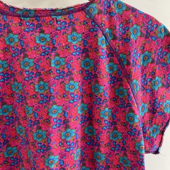 Natural Life Real And Pink Floral Ruffled Boho Short Sleeve Shirt Size XXL - Picture 3 of 4